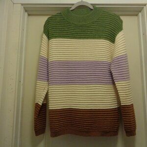 SCANDI RETRO STYLED EURO LOOKS TEXTURED STRIPES RIBBED SWEATER BY LUSE S